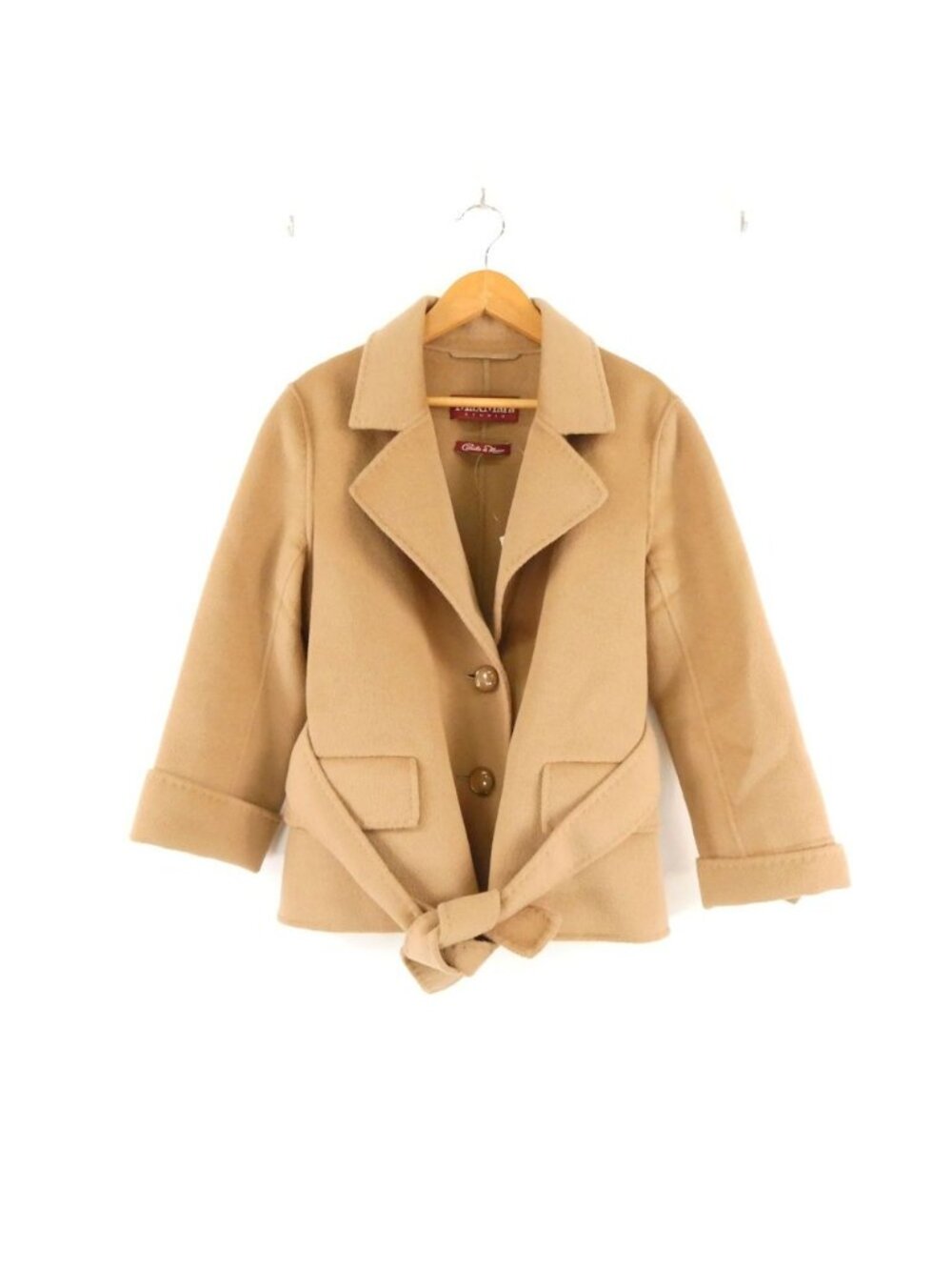 Max Mara Maxmarastudio Half Coat 36 Angora Wool Cashmere Long Sleeve Crouch to